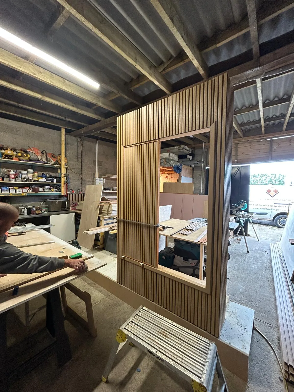 Cabinet being made in the Claypotts workshop