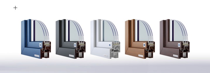 VEKA window profile samples in several colours